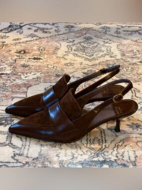 Jeffrey Campbell Dark Brown Pointed-Toe Slingback Heels